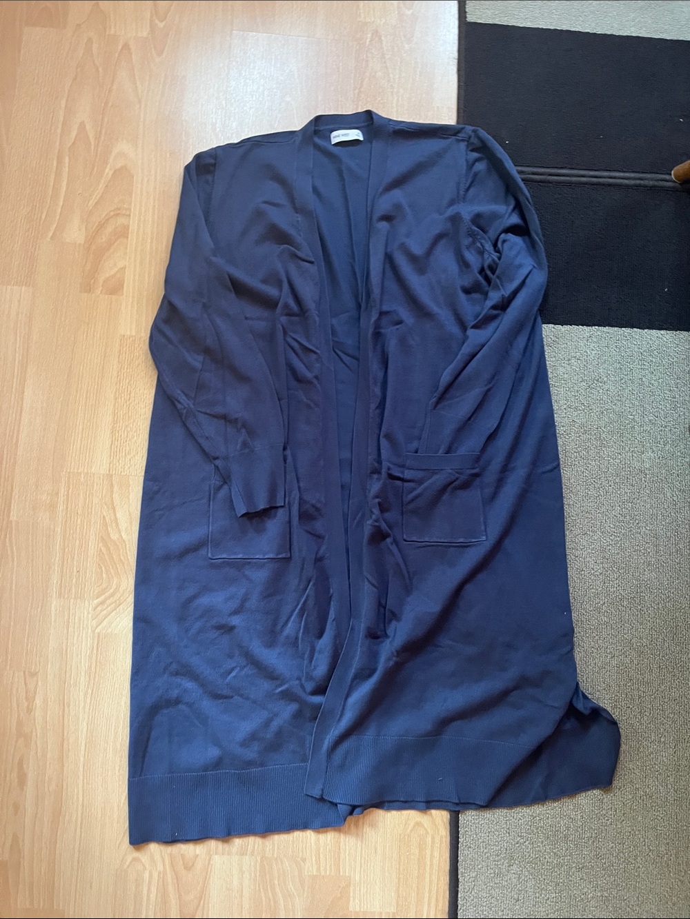 Nine West Navy Long Open-Front Cardigan
